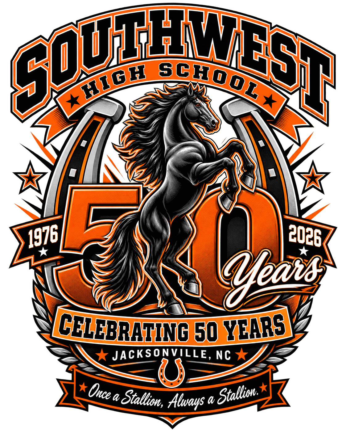 50th Anniversary Tee — Heritage Crest design